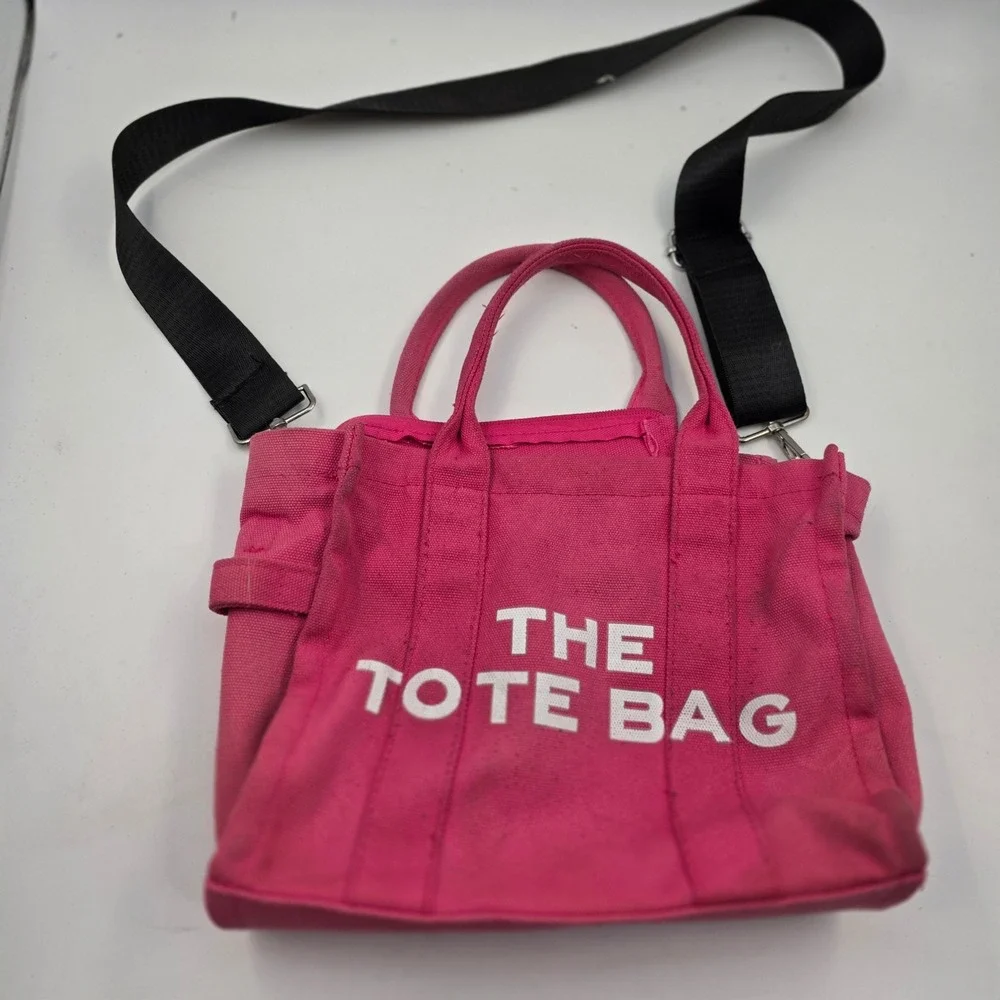 The Tote Bag Pink Canvas Crossbody Handbag Small Travel Satchel